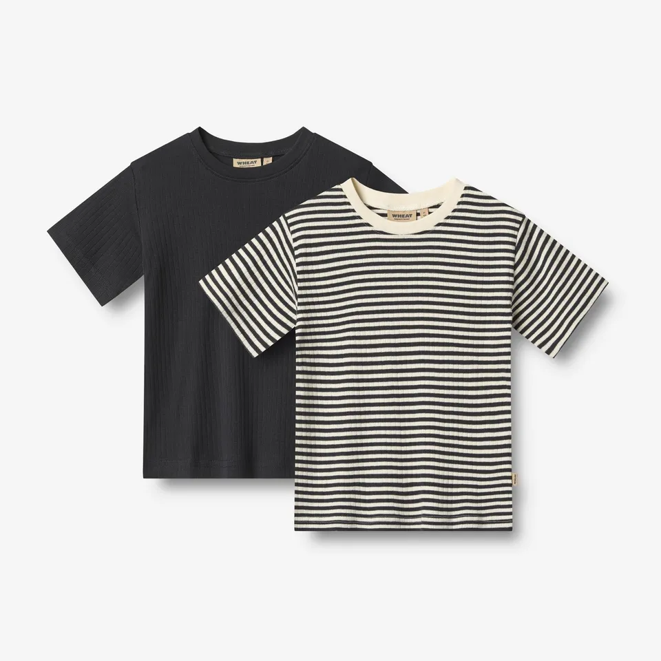 wheat-fabian-t-shirt-2er-navy-rib-stripe-bio image 1