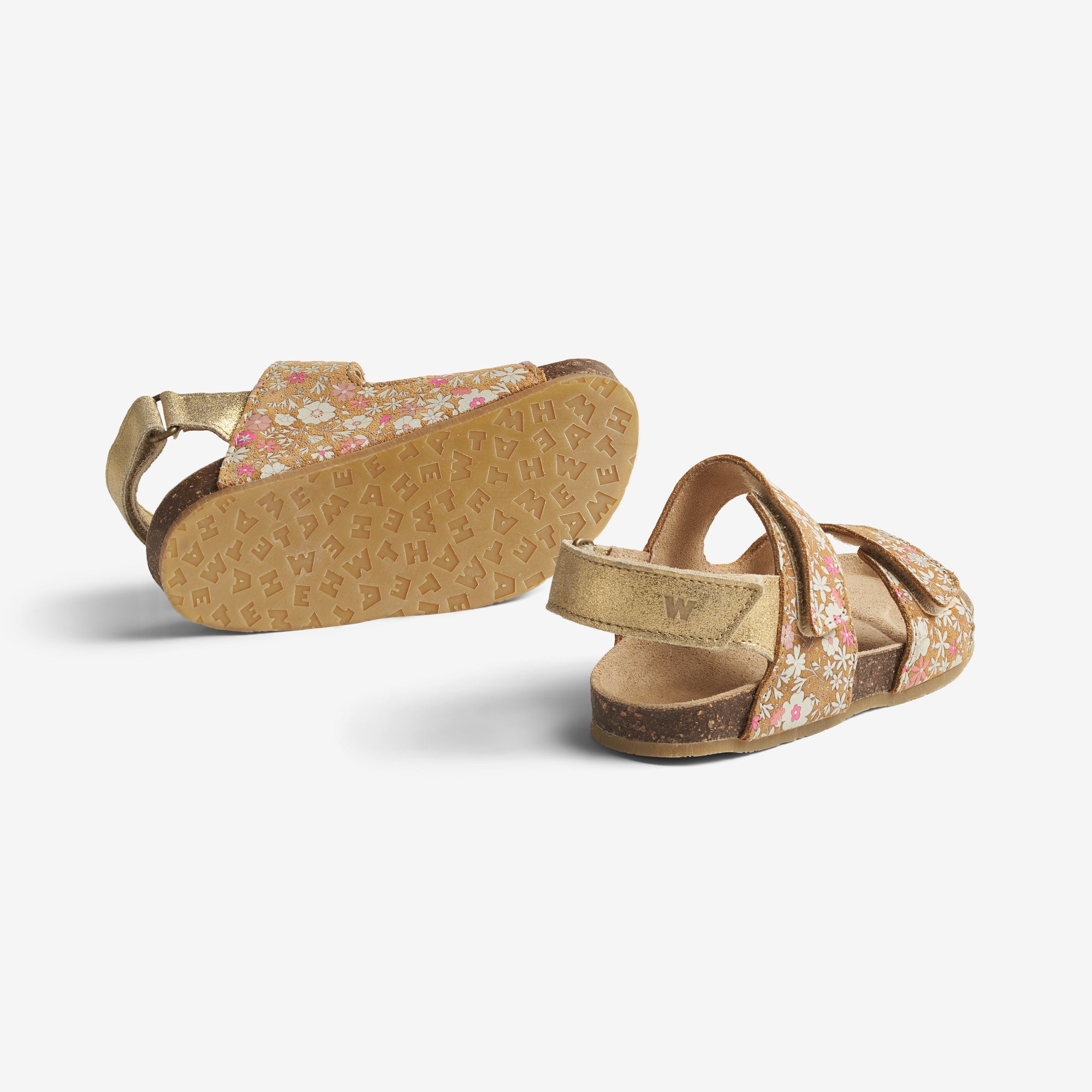 wheat-clara-sandale-gold-white-flowers-leder-klett image 3