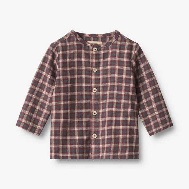 wheat-shelby-babyhemd-blue-holiday-check-bio-flanell image 1