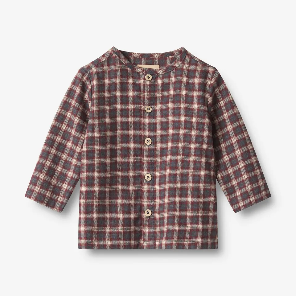 wheat-shelby-babyhemd-blue-holiday-check-bio-flanell image 1
