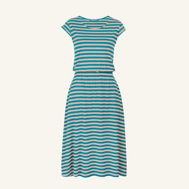 finkid-husky-mekko-kleid-aus-bambusjersey-nautic-pebble-gestreiftes-sommerkleid image 1