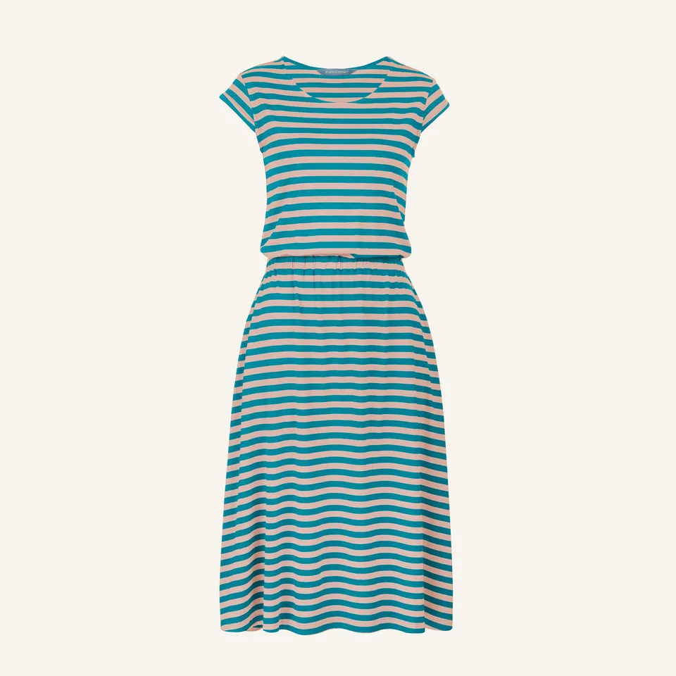 finkid-husky-mekko-kleid-aus-bambusjersey-nautic-pebble-gestreiftes-sommerkleid image 1