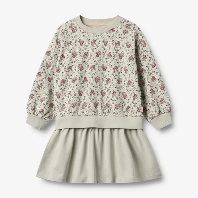wheat-maggie-sweatkleid-slightly-green-flowers-bio image 1