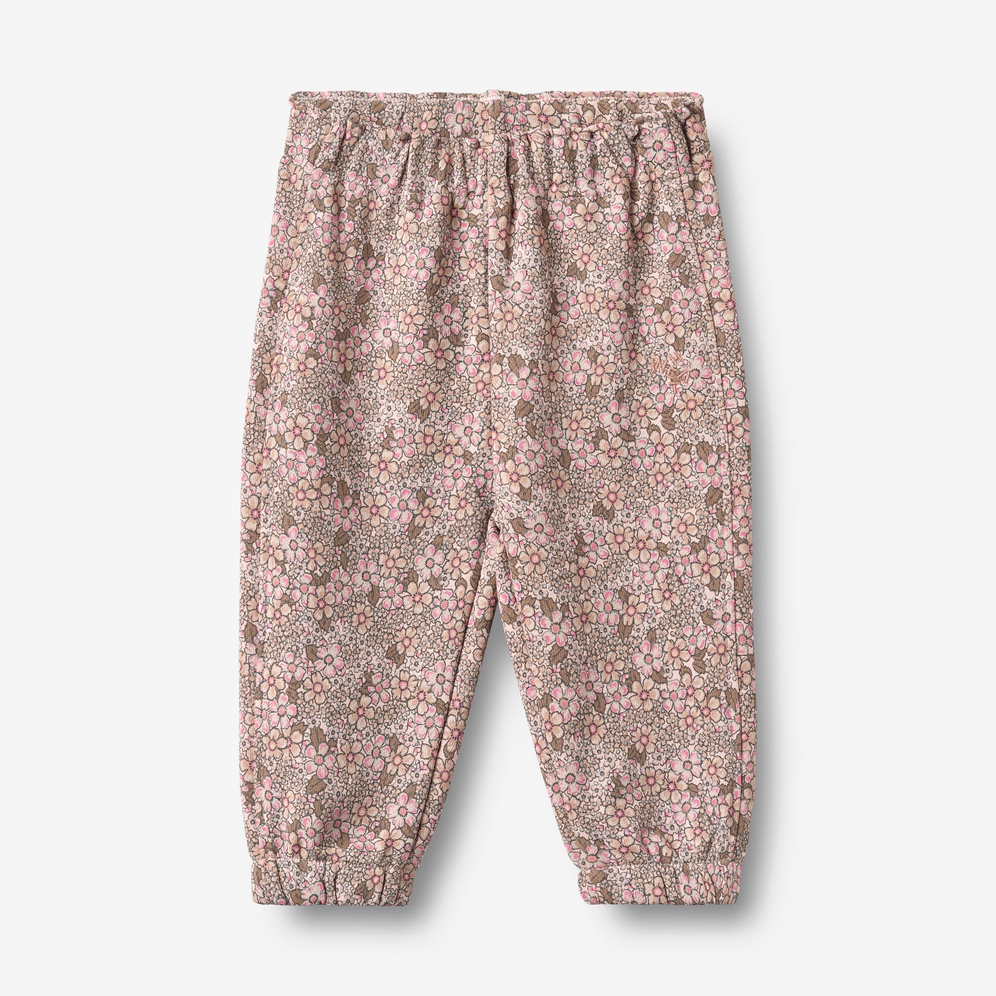 wheat-cosmo-baby-sweatpants-rose-brown-flowers-bio image 1