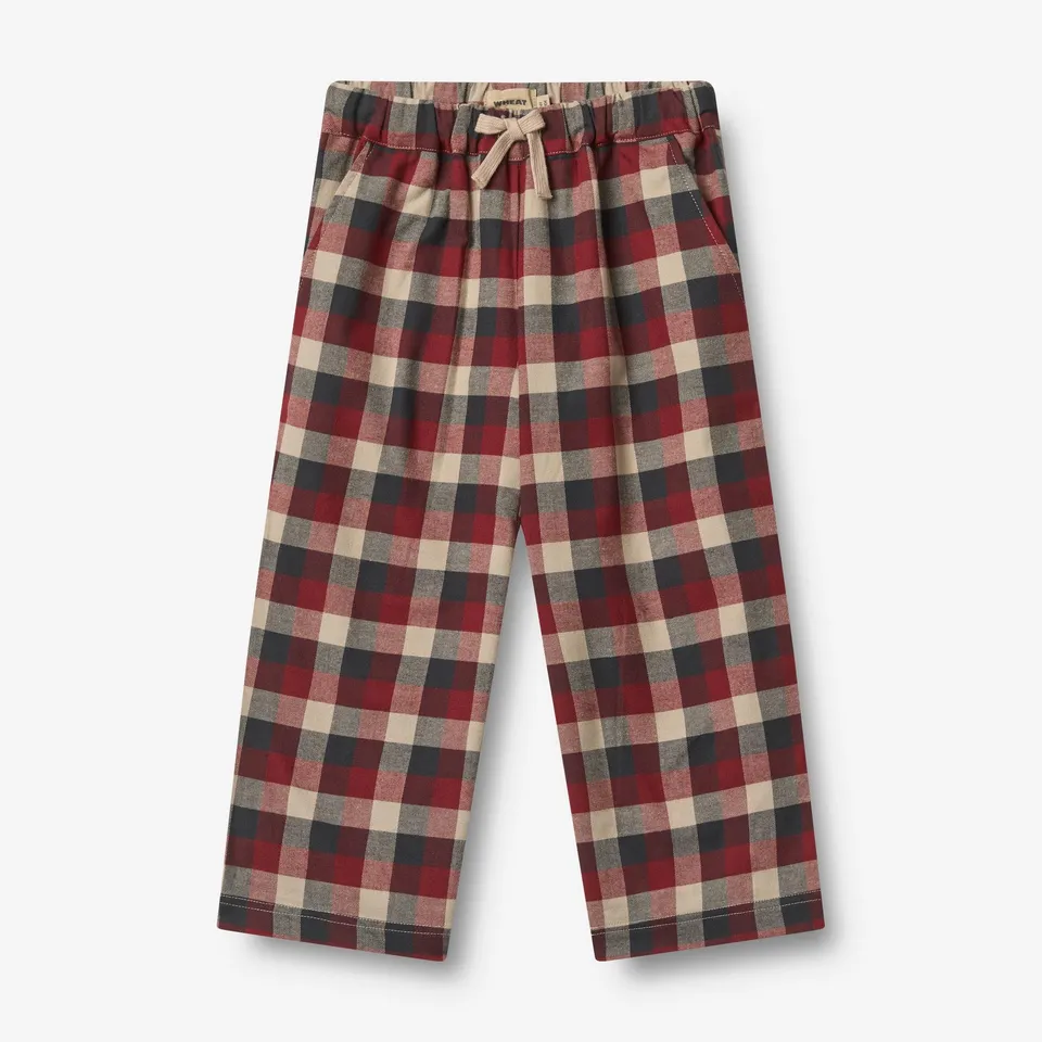 wheat-sasha-kinderhose-red-blue-check-bio-baumwolle image 1