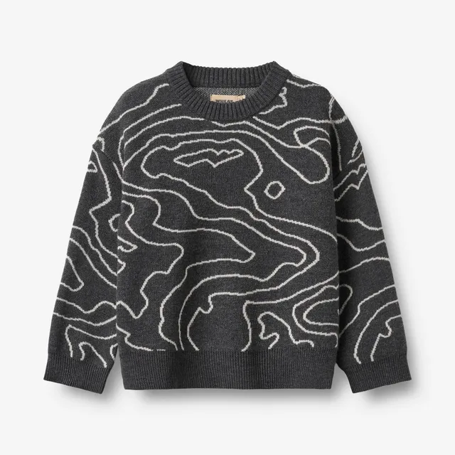 wheat-elias-jacquard-pullover-charcoal-melange-merinowolle image 1