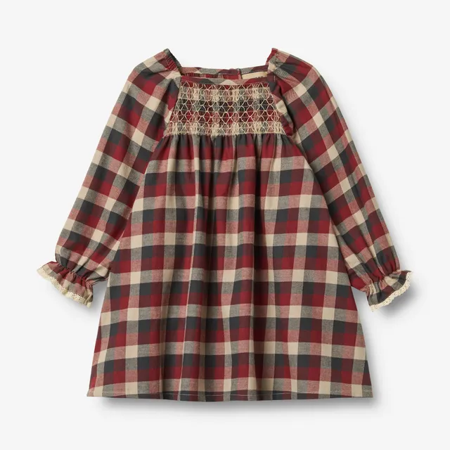wheat-bella-kleid-red-blue-check-bio-baumwolle-spitze image 1