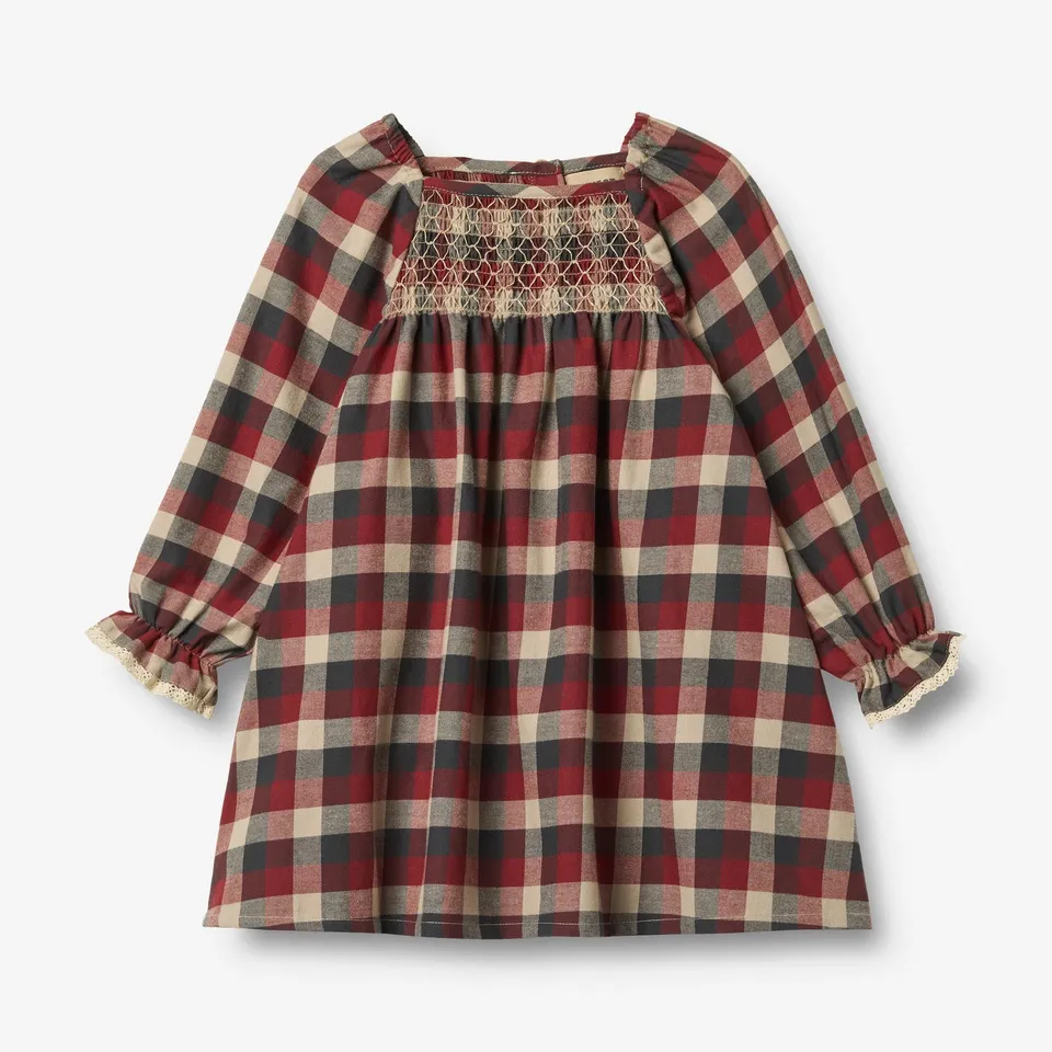 wheat-bella-kleid-red-blue-check-bio-baumwolle-spitze image 1