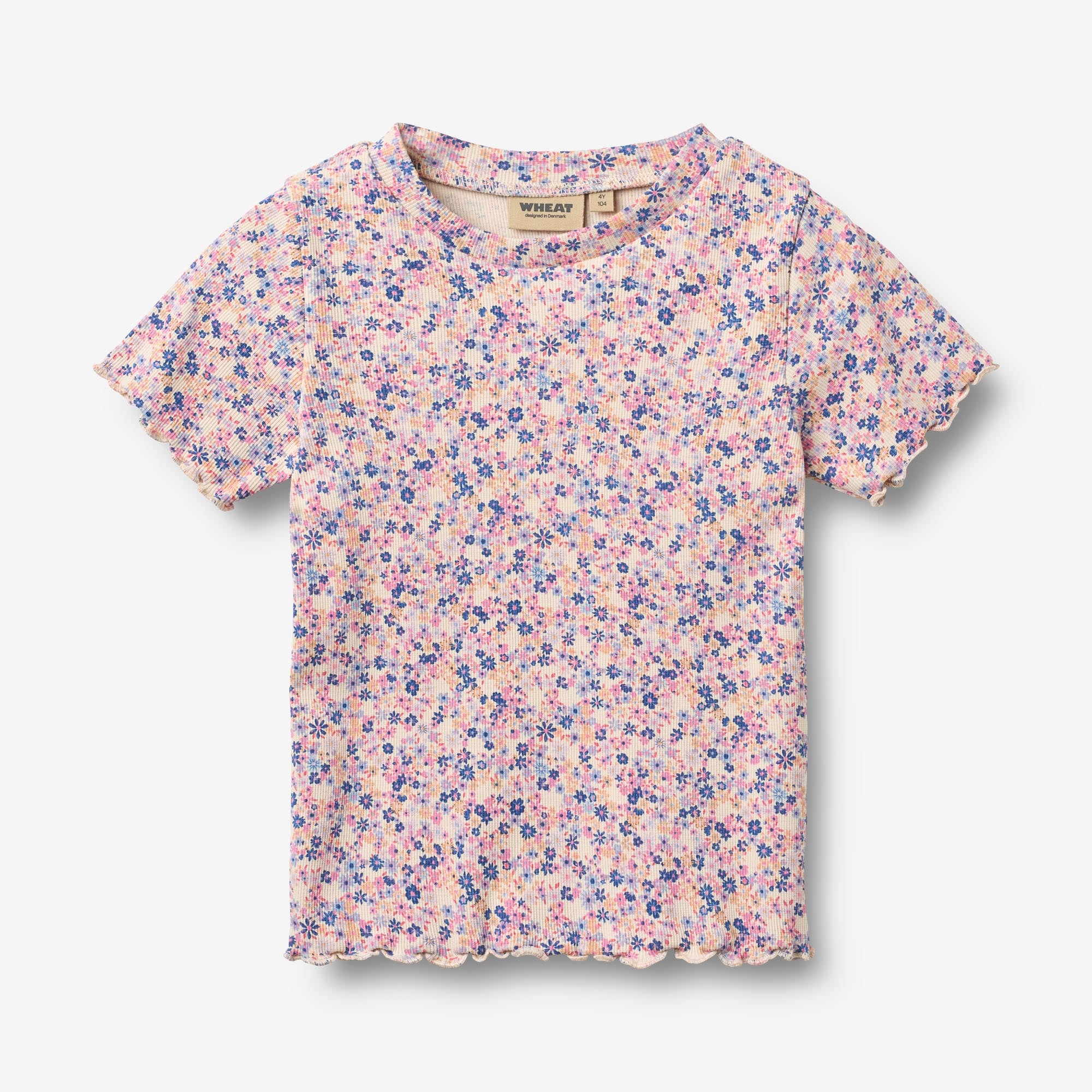wheat-alicia-t-shirt-pink-blue-flowers-kurzarm-bio image 1