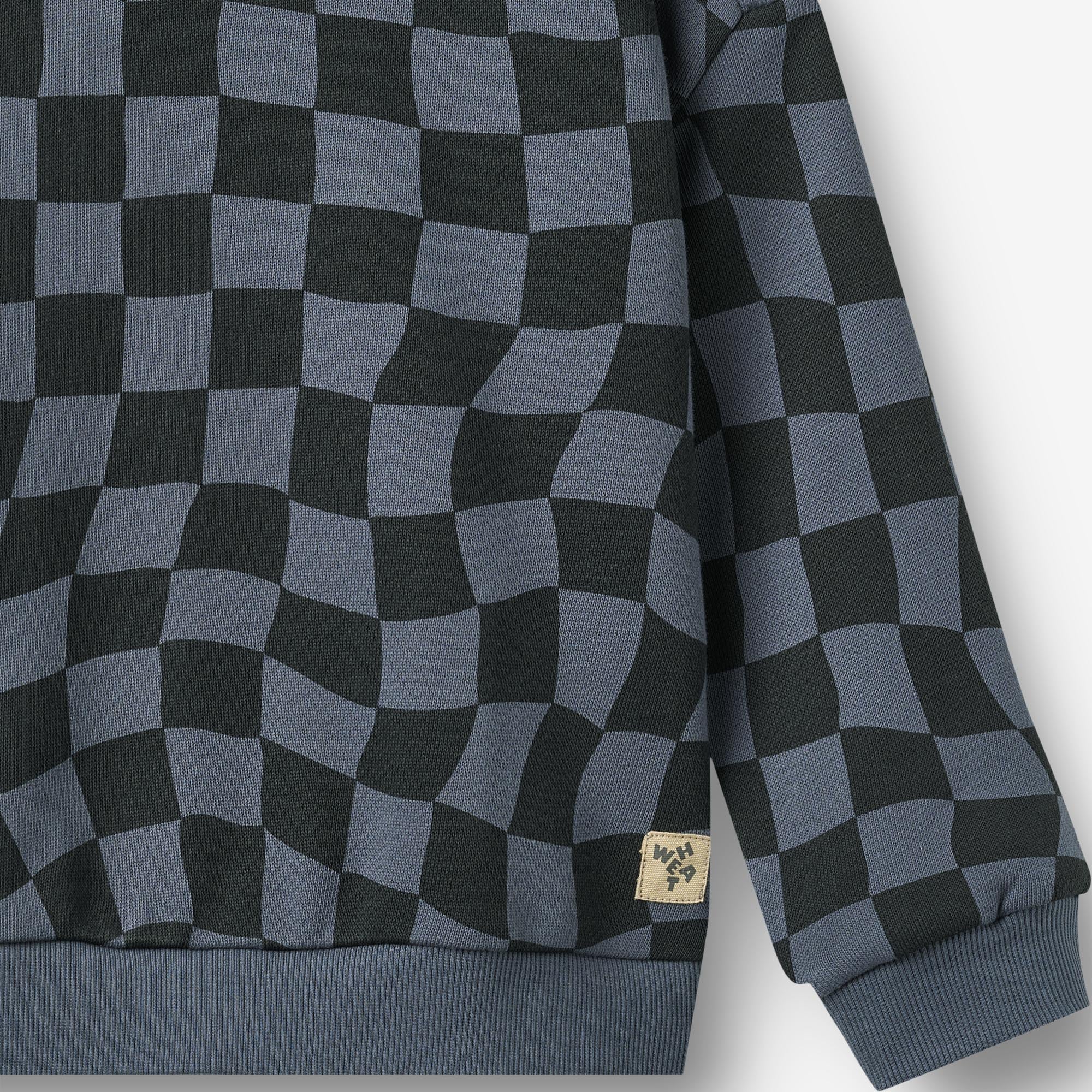 wheat-sandro-sweatshirt-navy-blue-check-bio-baumwolle image 5