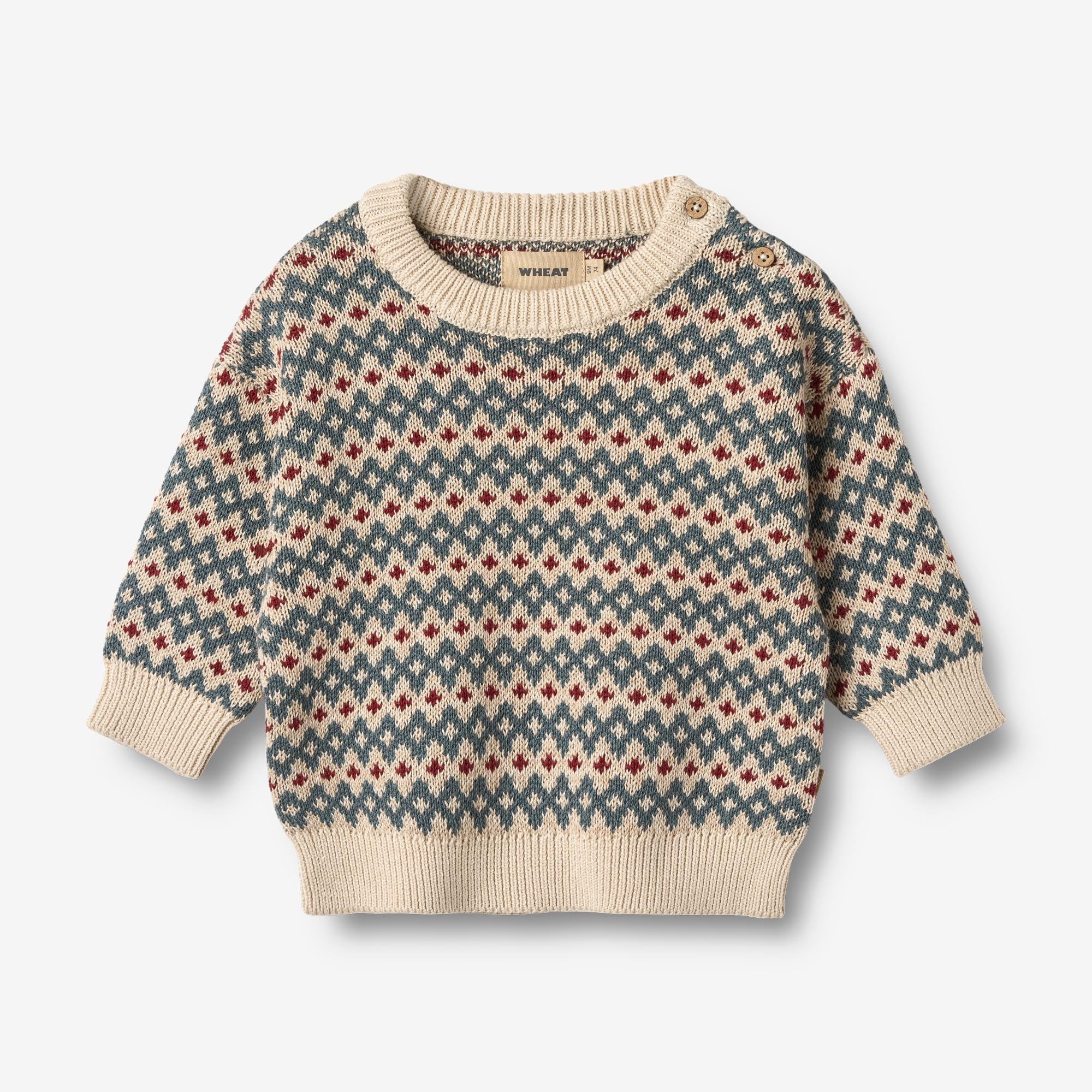 wheat-harlow-jacquard-pullover-strickpullover-offwhite-bio-baumwolle image 1