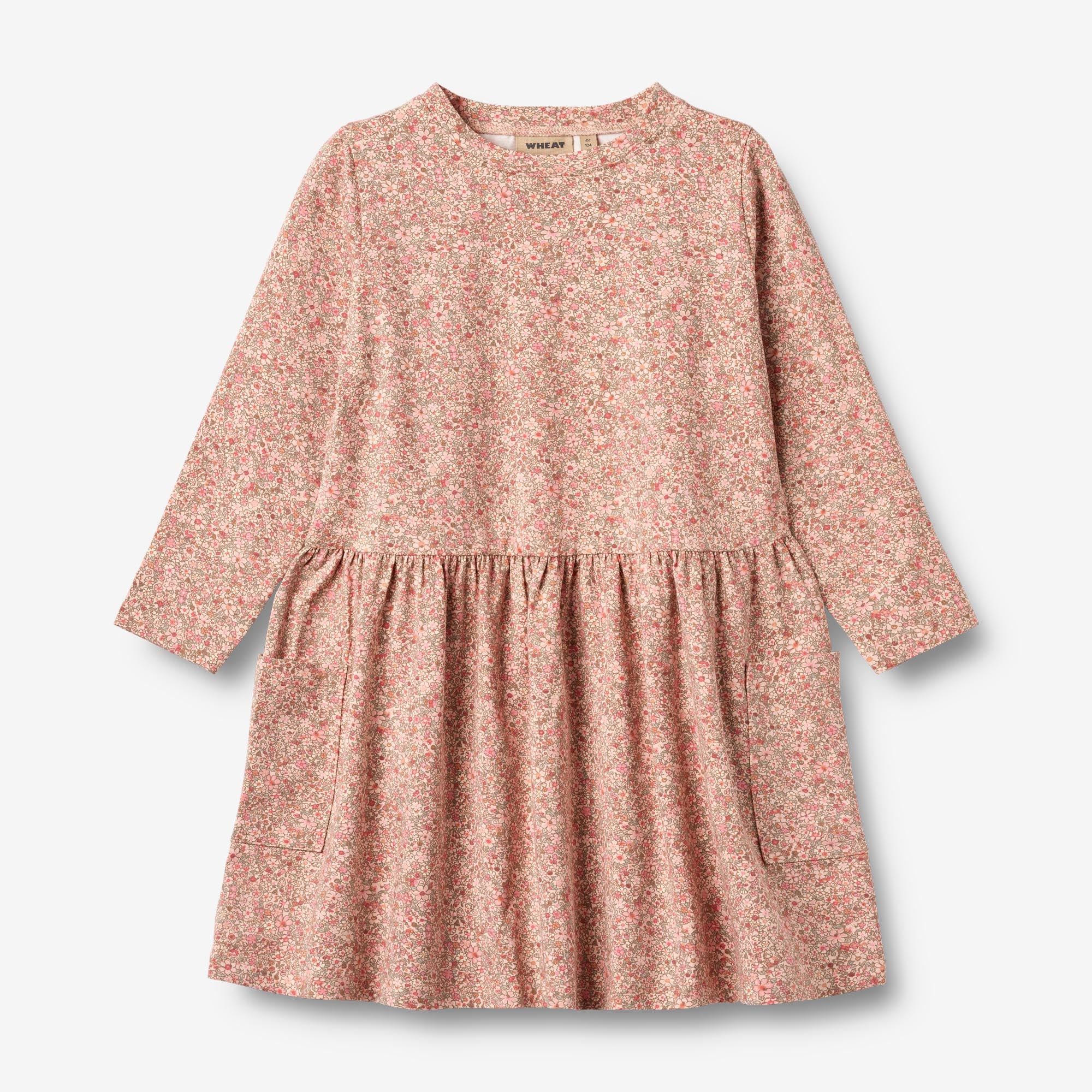wheat-bessie-jerseykleid-rose-dust-flower-meadow-langarm image 1
