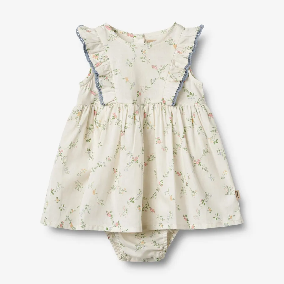 wheat-sofia-bodykleid-ivory-checked-flowers-kleid-mit-body-bio image 1