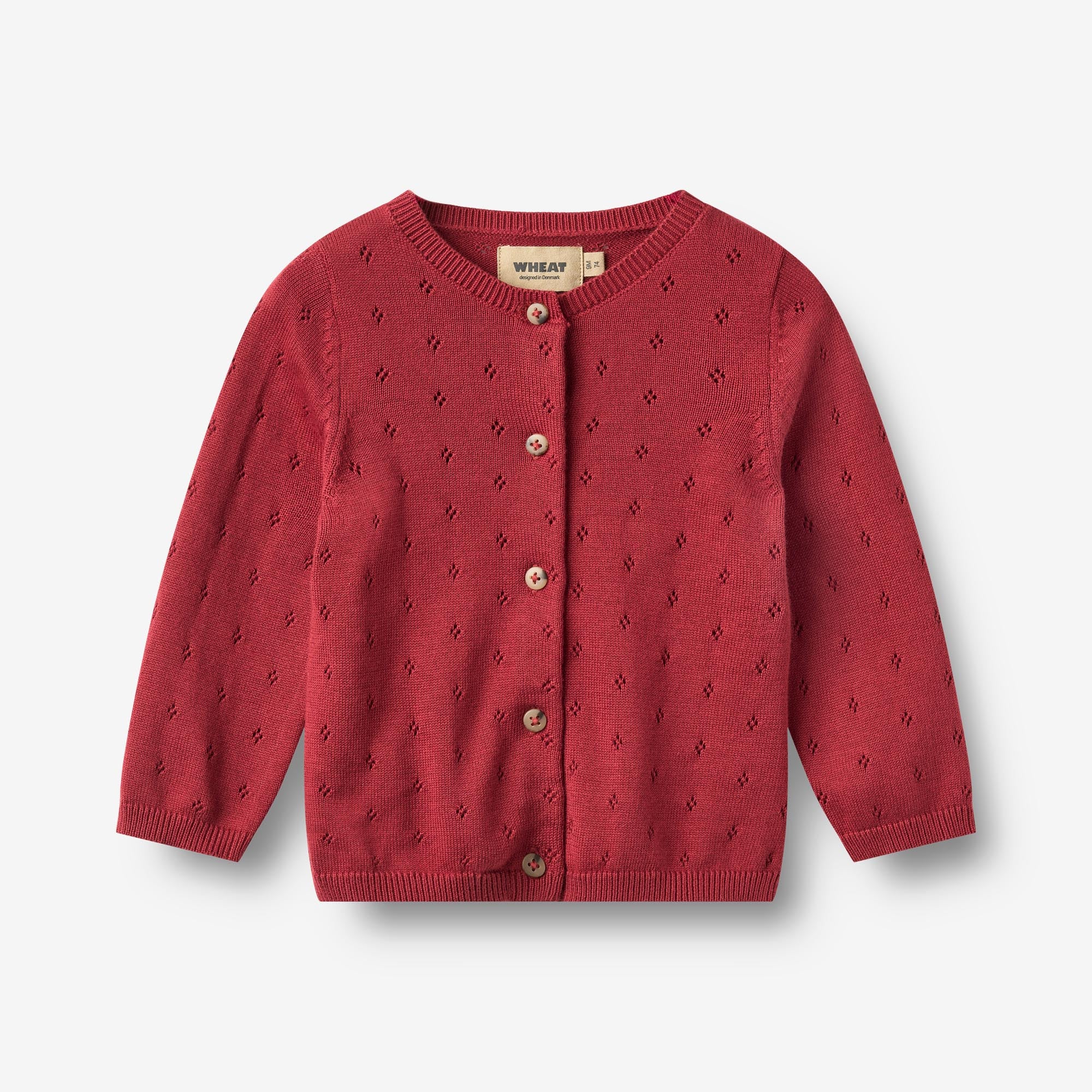 wheat-maia-strickjacke-baby-red-cherry-bio-baumwolle image 1