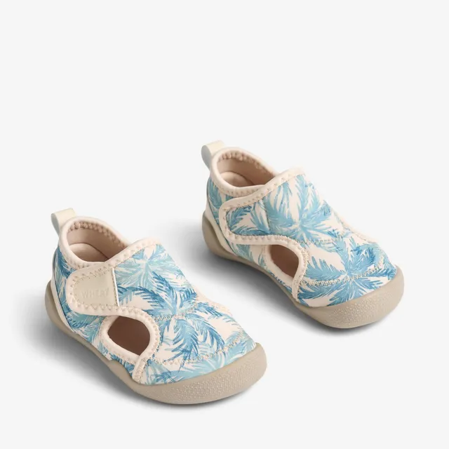 wheat-swirl-beach-shoe-palm-blue-neopren-klett image 1