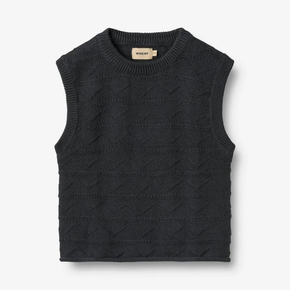 wheat-bobby-navy-strickweste-kinder-bio-baumwolle image 1