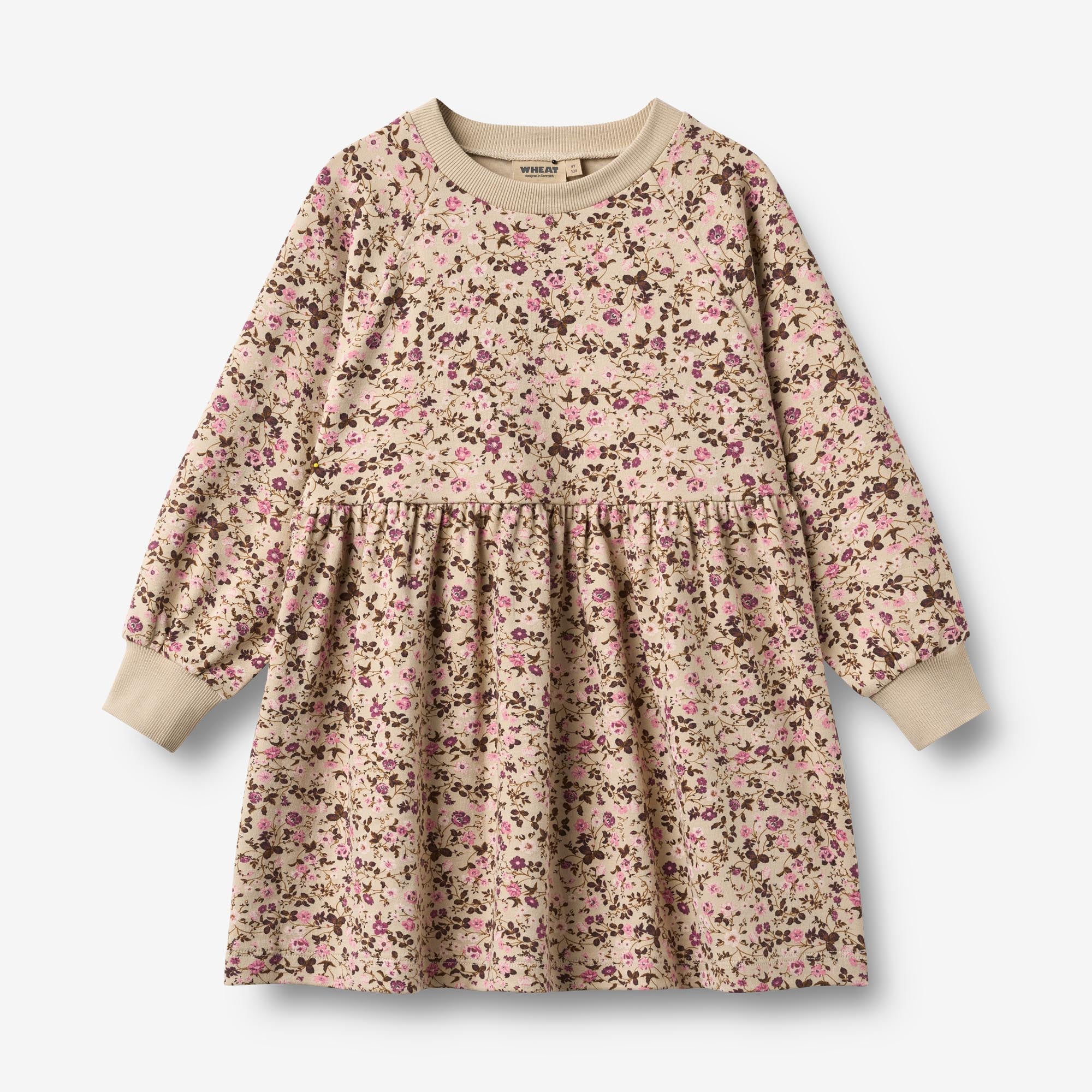 wheat-dorthea-kleid-soft-sand-flower-wine-langarm-bio image 1
