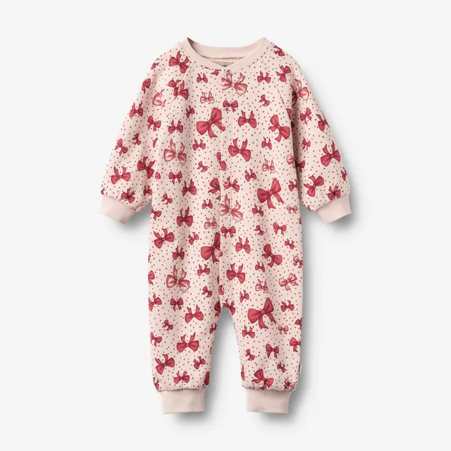 wheat-lilo-langarm-strampler-almond-peach-bows-bio image 1