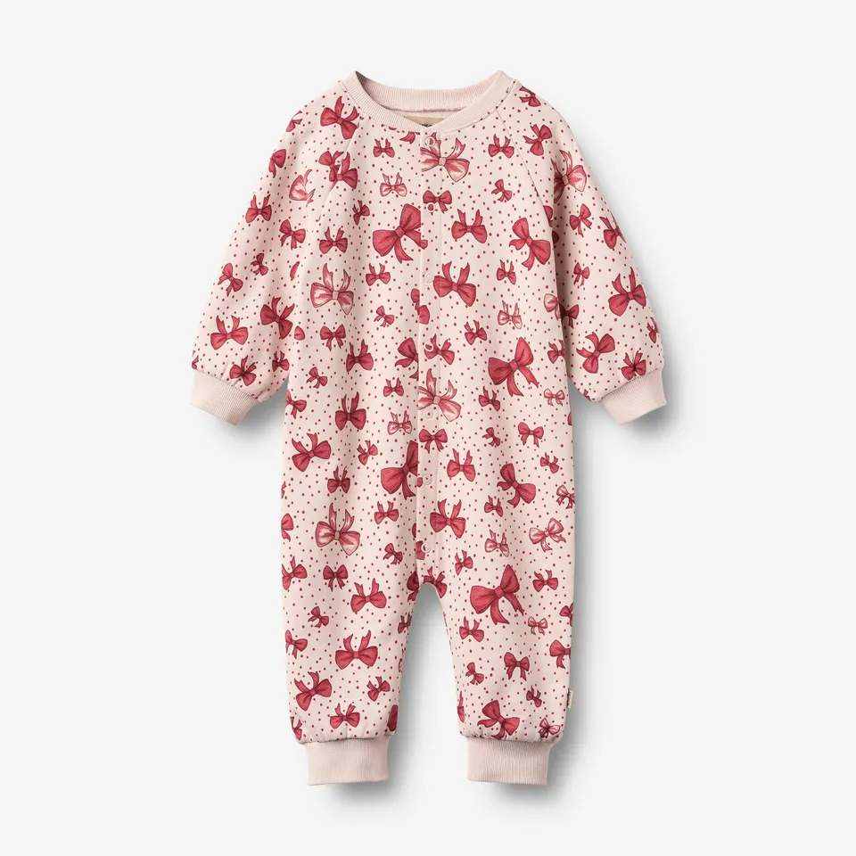 wheat-lilo-langarm-strampler-almond-peach-bows-bio image 1
