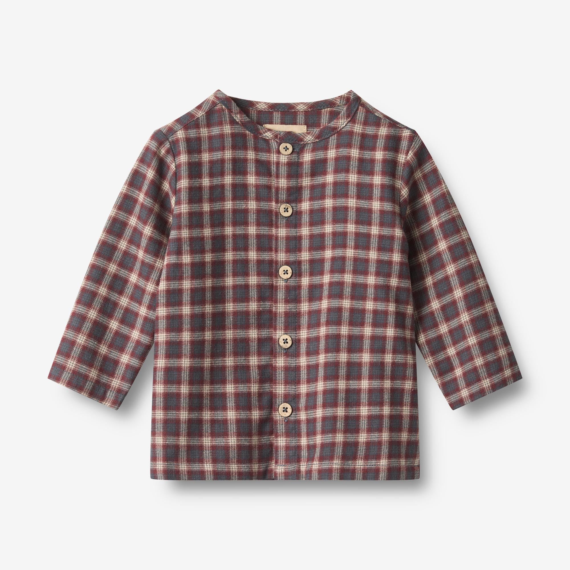 wheat-shelby-babyhemd-blue-holiday-check-bio-flanell image 1