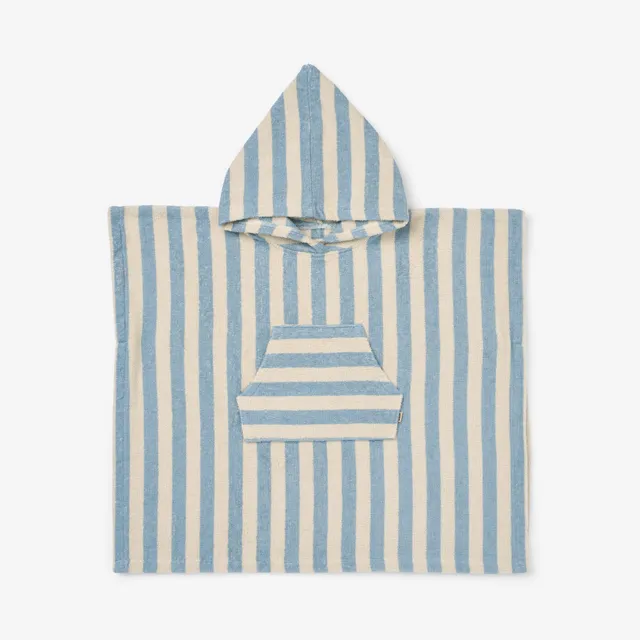 wheat-lille-badeponcho-kinder-blue-swim-stripe-bio-baumwolle image 1