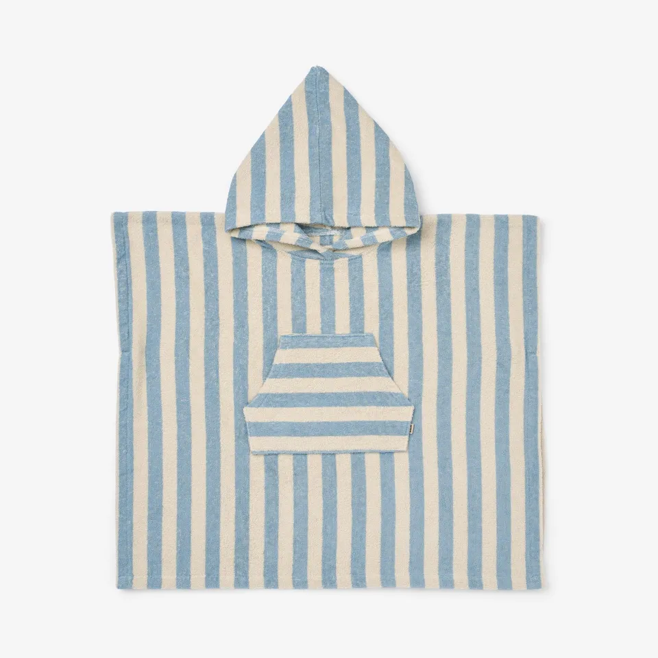 wheat-lille-badeponcho-kinder-blue-swim-stripe-bio-baumwolle image 1