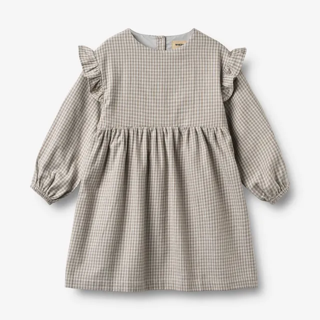 wheat-gro-kleid-greybrown-check-bio-flanell-langarm image 1