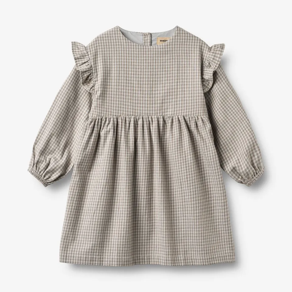 wheat-gro-kleid-greybrown-check-bio-flanell-langarm image 1