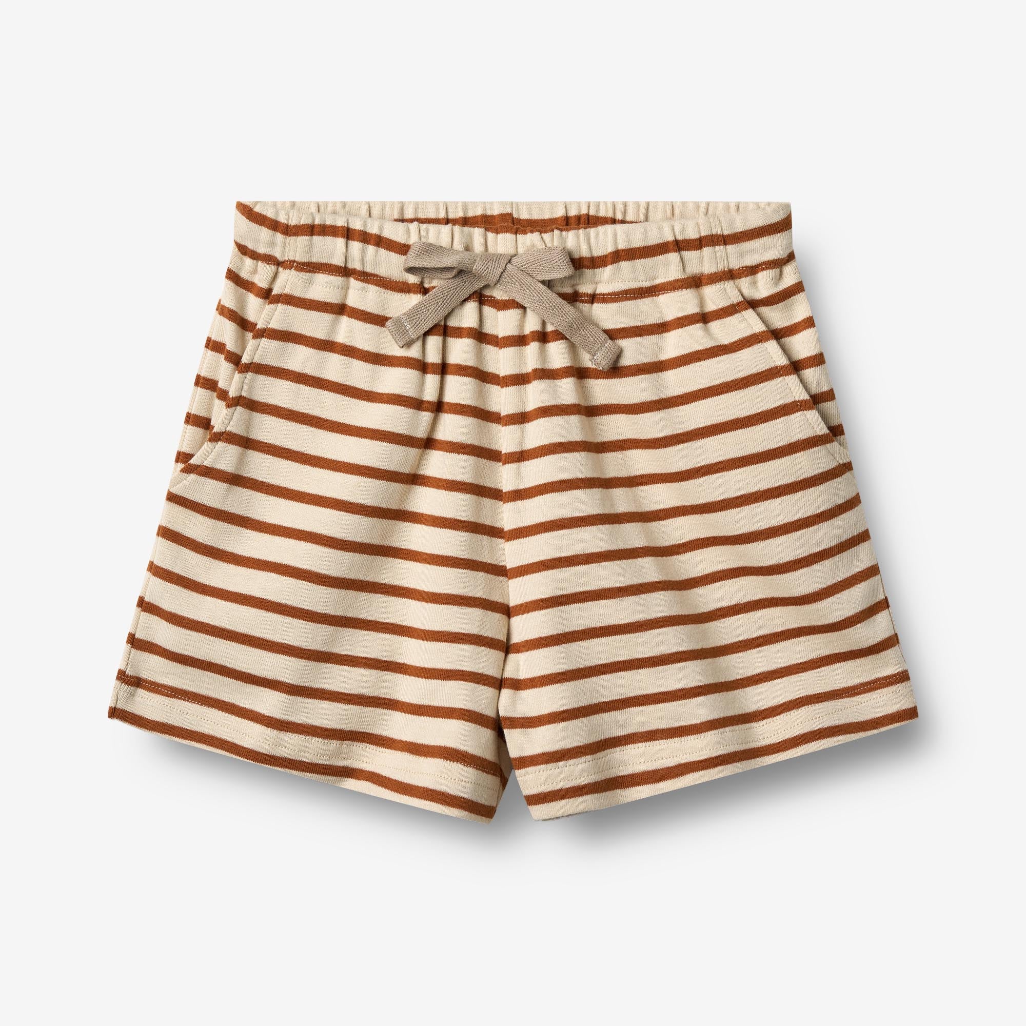 wheat-kalle-jersey-shorts-warm-caramel-stripe-bio-baumwolle image 1