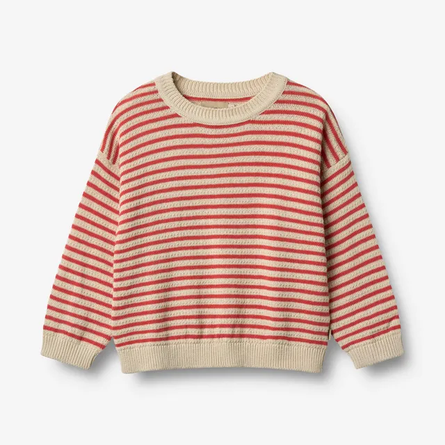 wheat-knit-leise-pullover-red-stripe-baumwolle image 1