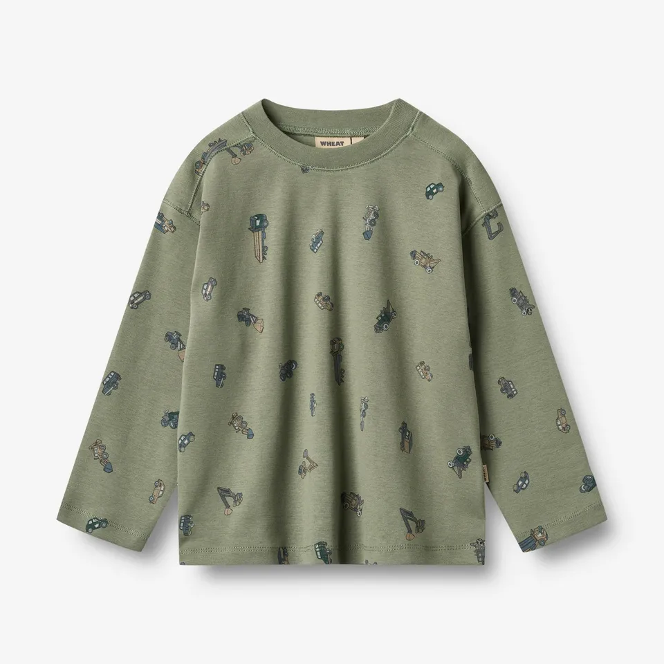 wheat-malthe-langarmshirt-dusty-green-cars-bio-baumwolle image 1
