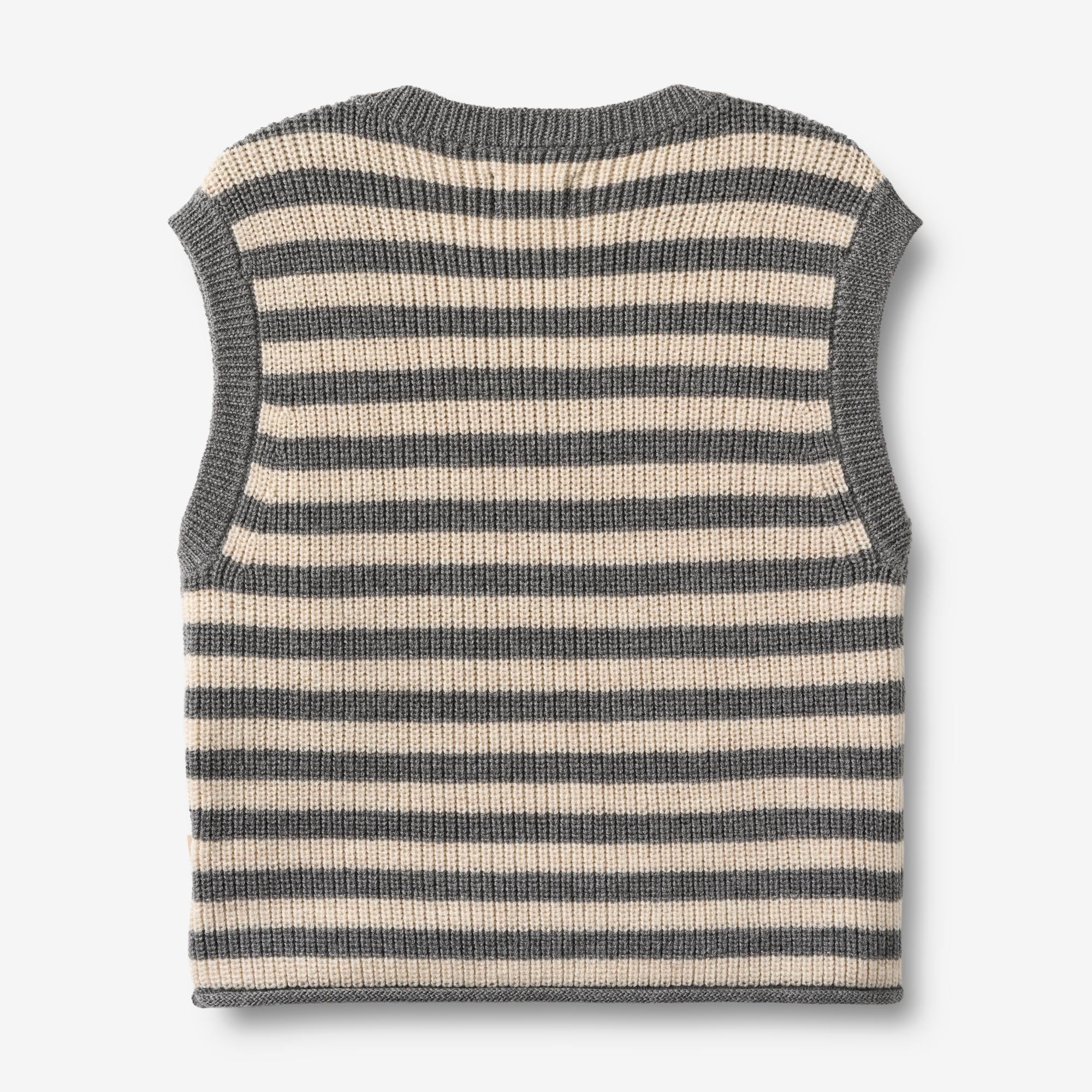 wheat-ruby-strickweste-grey-stripe-merinowolle image 3