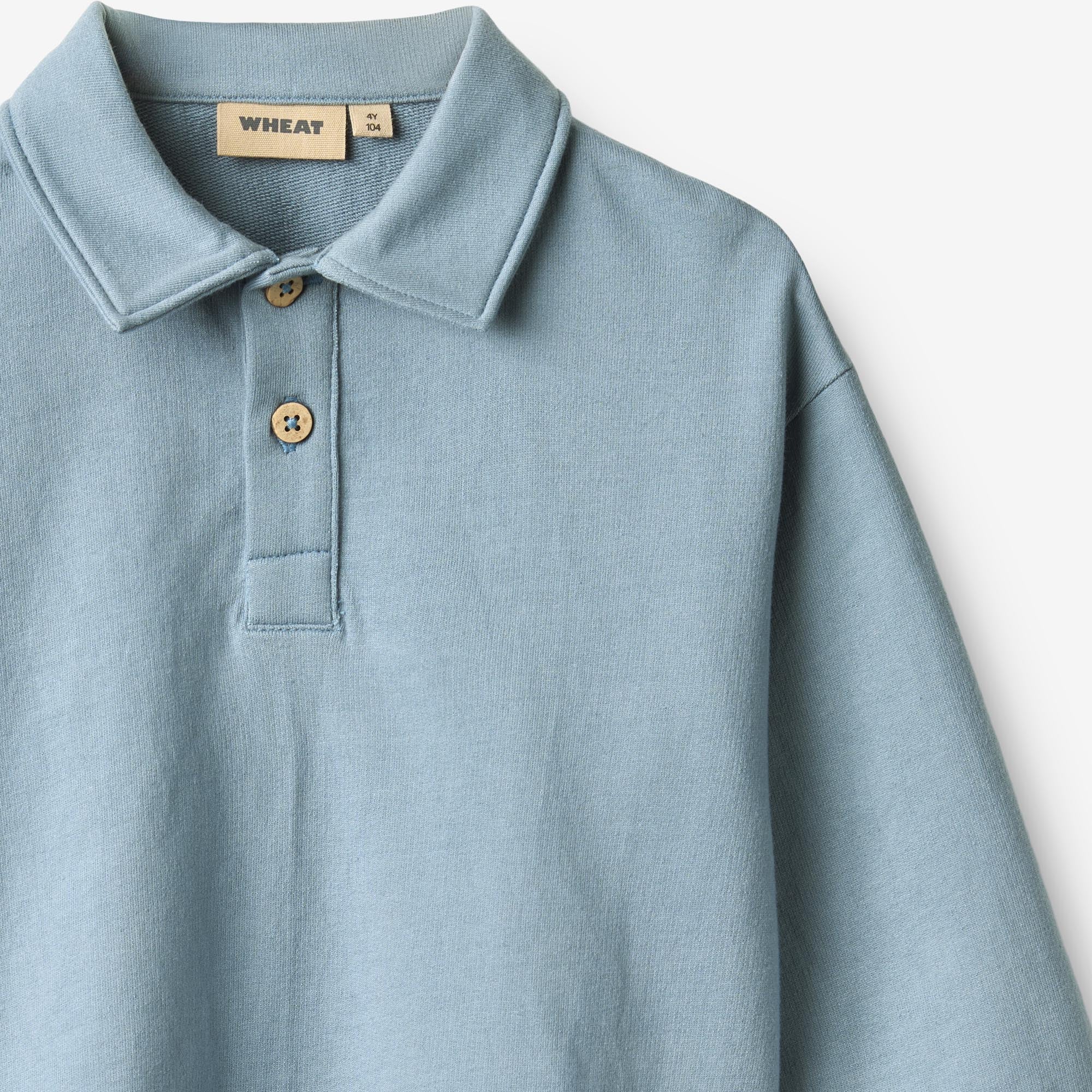 wheat-mads-sweat-bluse-faded-denim-bio-baumwolle-polo image 3