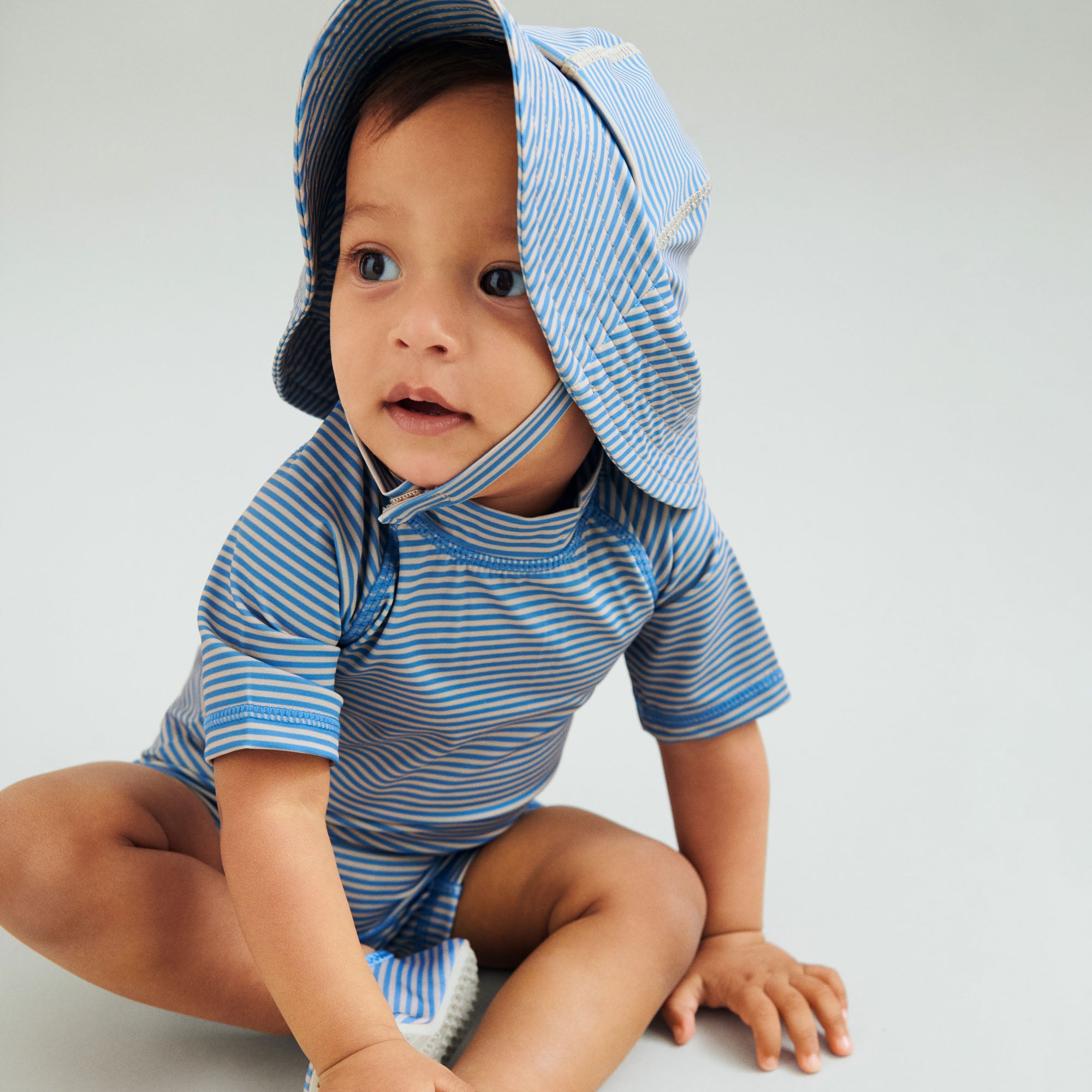 wheat-bora-uv-sun-hat-sonnenhut-blue-swim-stripe-baby image 2