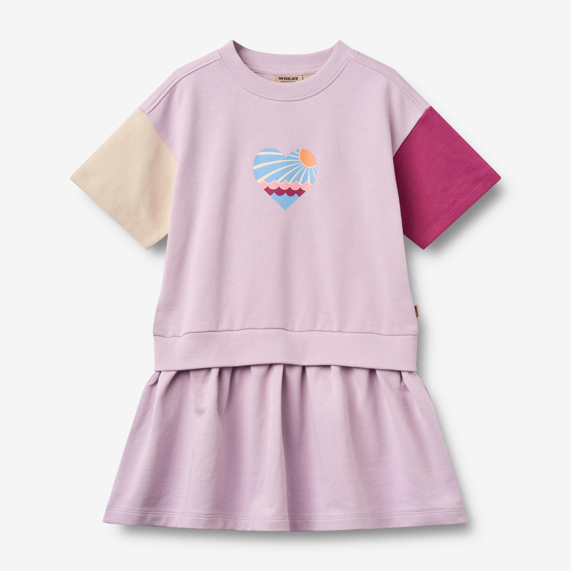 wheat-mey-sweatkleid-kurzarm-lila-bio-baumwolle image 1