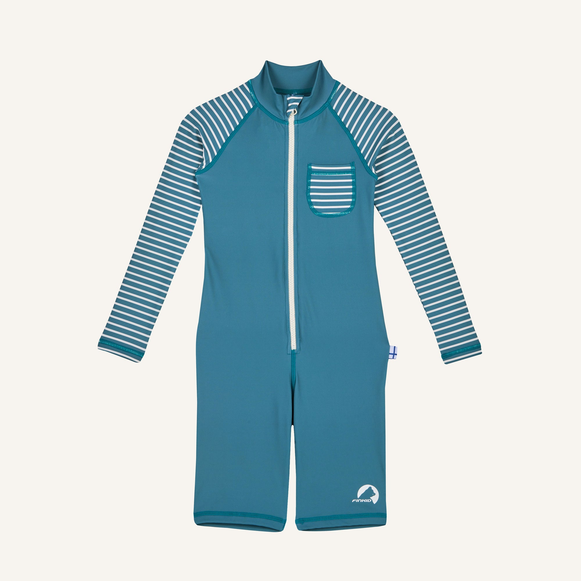 finkid-kala-eko-badeoverall-denim-sunflower-80-90-uv-50 image 5