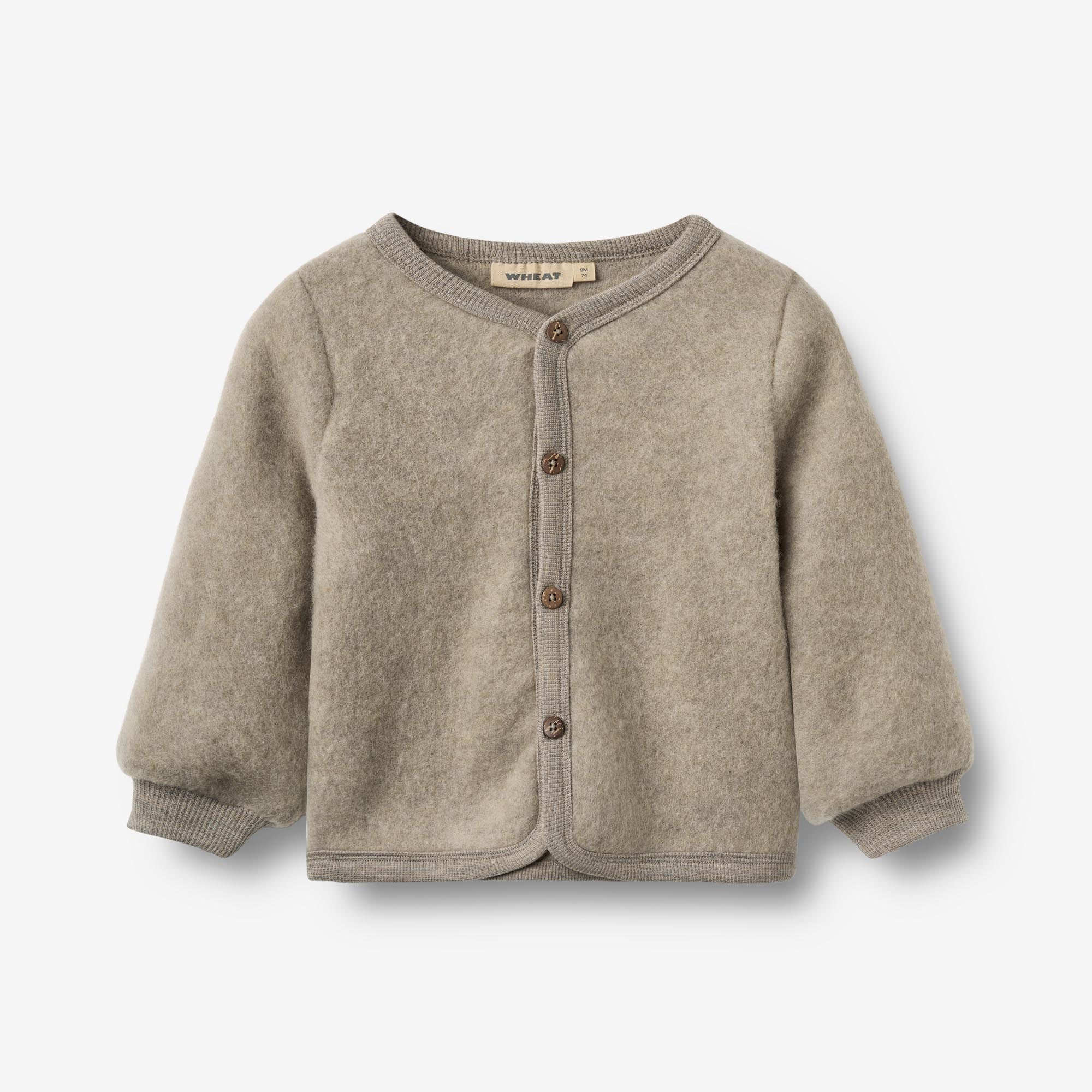 wheat-kari-wollfleece-cardigan-khaki-melange-merino image 1