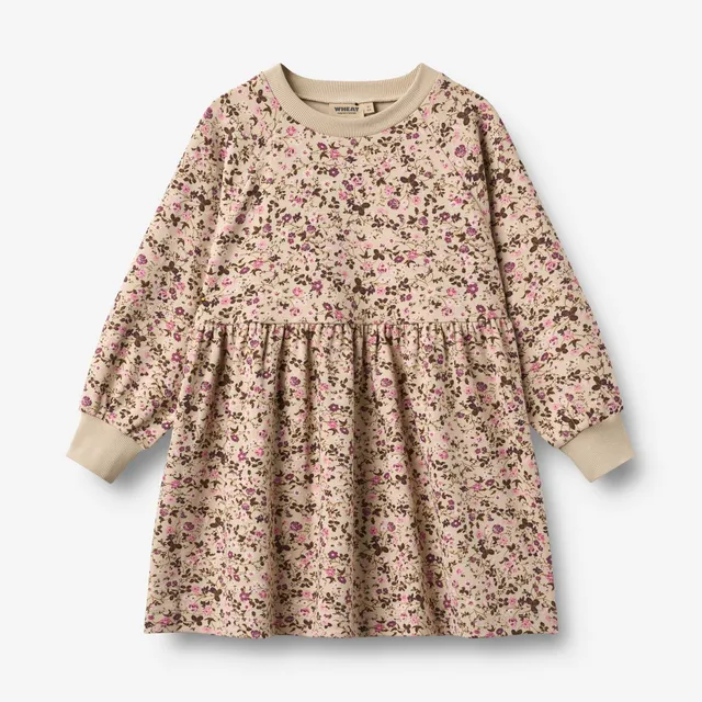 wheat-dorthea-kleid-soft-sand-flower-wine-langarm-bio image 1