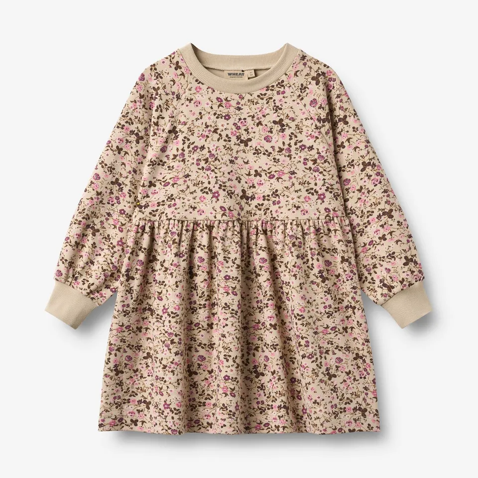 wheat-dorthea-kleid-soft-sand-flower-wine-langarm-bio image 1
