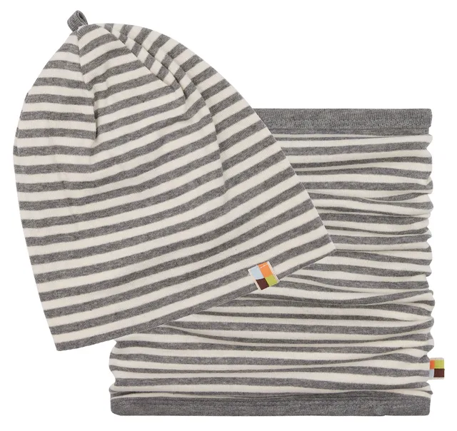 loud-proud-classics-set-m-tze-schlauchschal-grey-86-92-streifen image 1