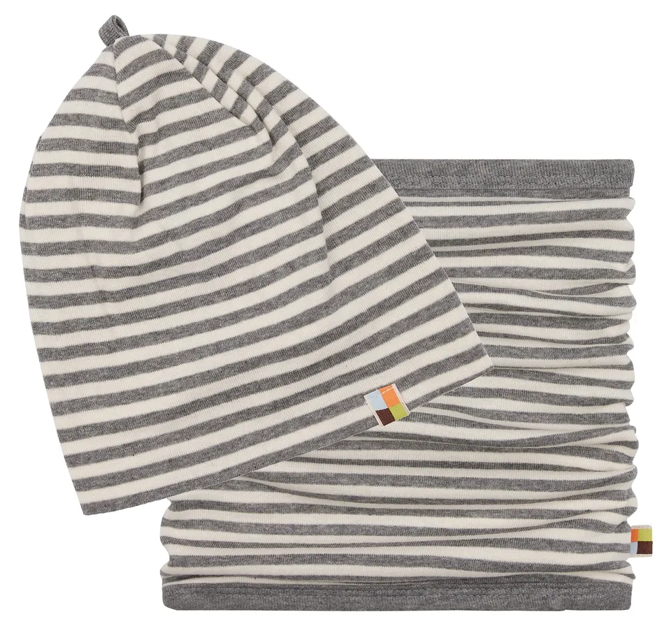 loud-proud-classics-set-m-tze-schlauchschal-grey-86-92-streifen image 1