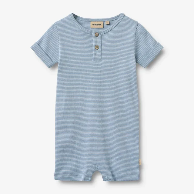 wheat-alfred-strampler-kurzarm-faded-blue-stripe-baby image 1