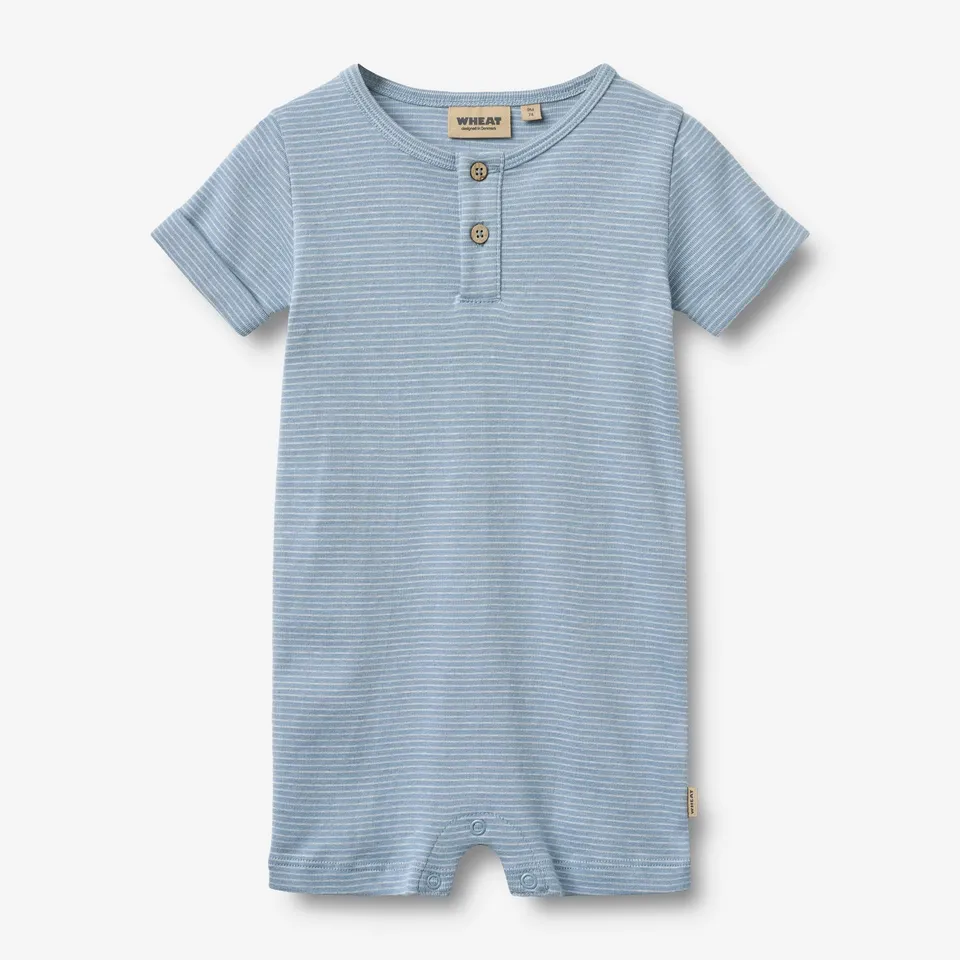 wheat-alfred-strampler-kurzarm-faded-blue-stripe-baby image 1