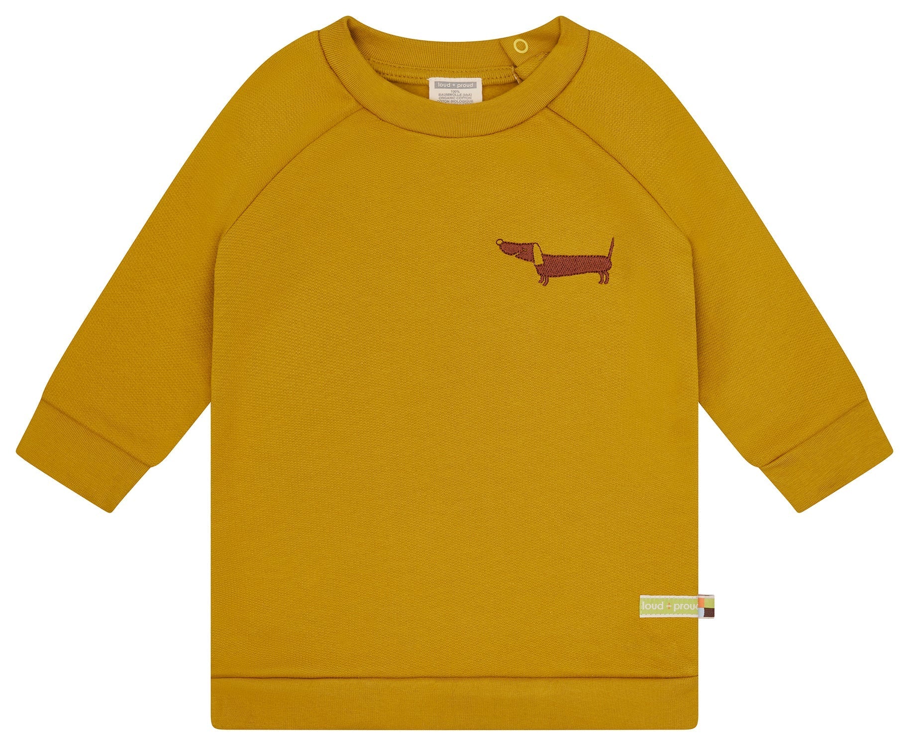 loud-proud-classics-dackel-sweatkleid-bio-baumwolle-curry image 1