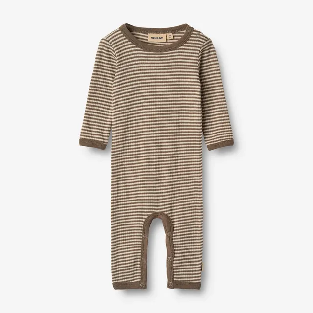 wheat-haven-wool-jumpsuit-wood-stripe-merinowolle-baby image 1