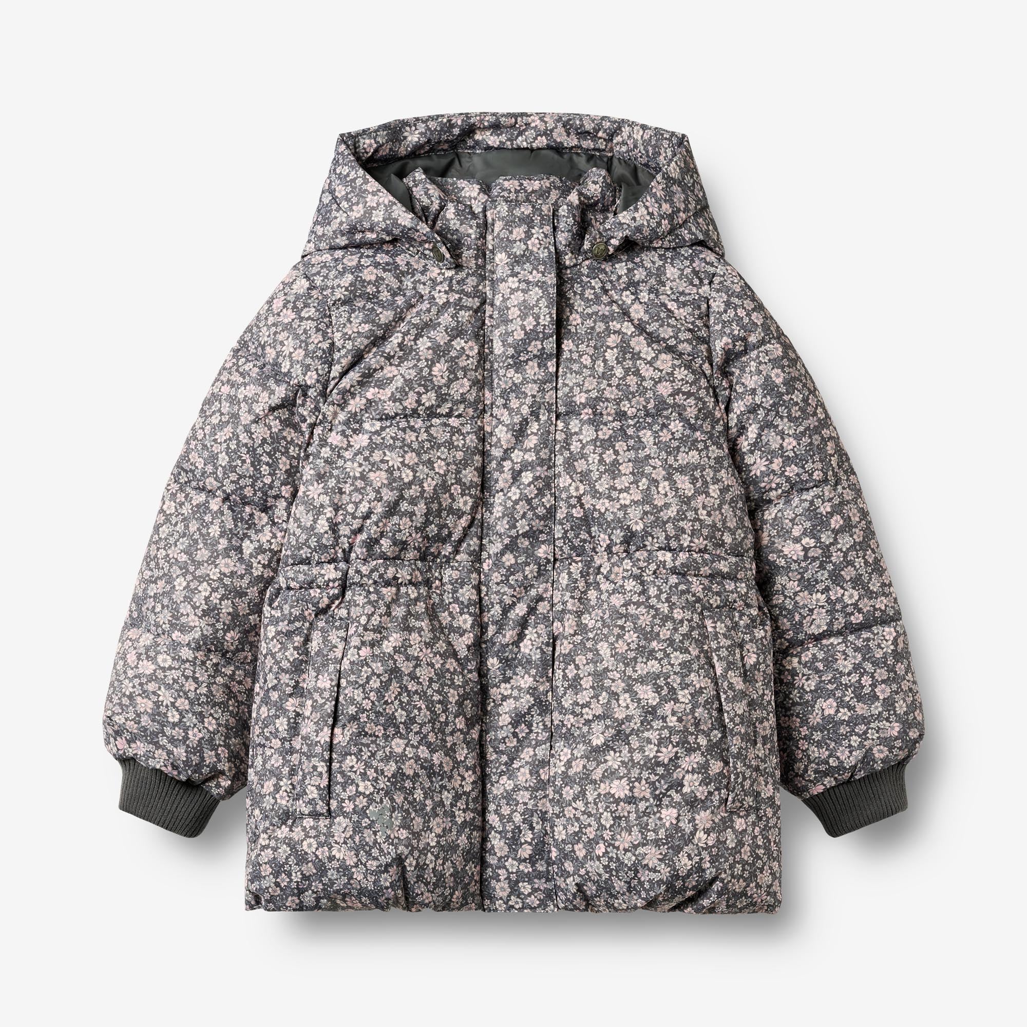 wheat-eli-pufferjacke-m-dchen-dark-charcoal-flowers image 1