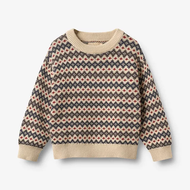 wheat-harlow-jacquard-pullover-kinderpullover-greyblue-bio-baumwolle image 1
