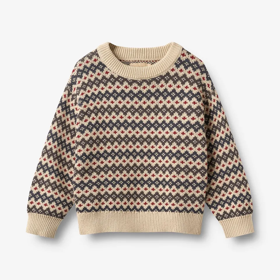 wheat-harlow-jacquard-pullover-kinderpullover-greyblue-bio-baumwolle image 1