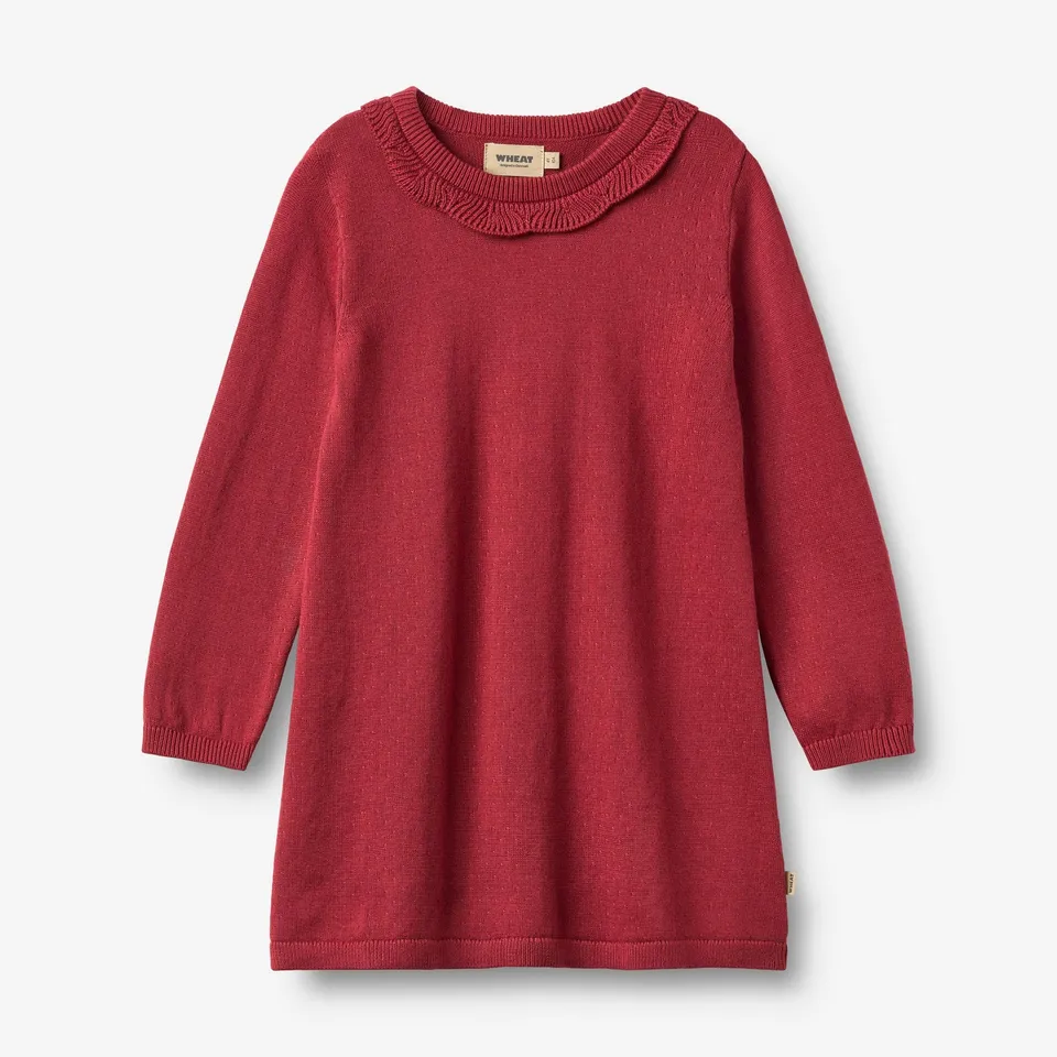 wheat-nannie-strickkleid-m-dchen-red-cherry-bio-baumwolle image 1