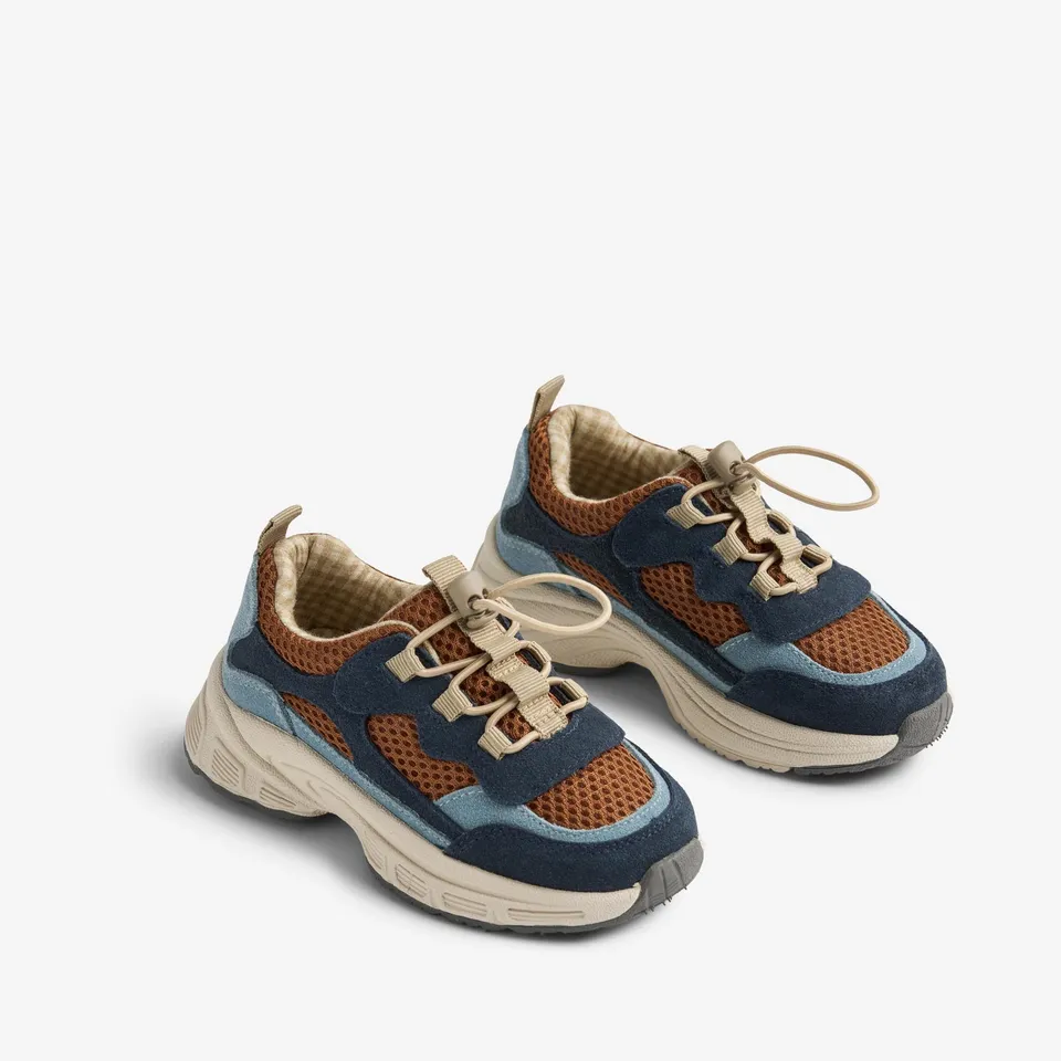 wheat-arthur-sneaker-kinder-navy-mesh-leder image 1